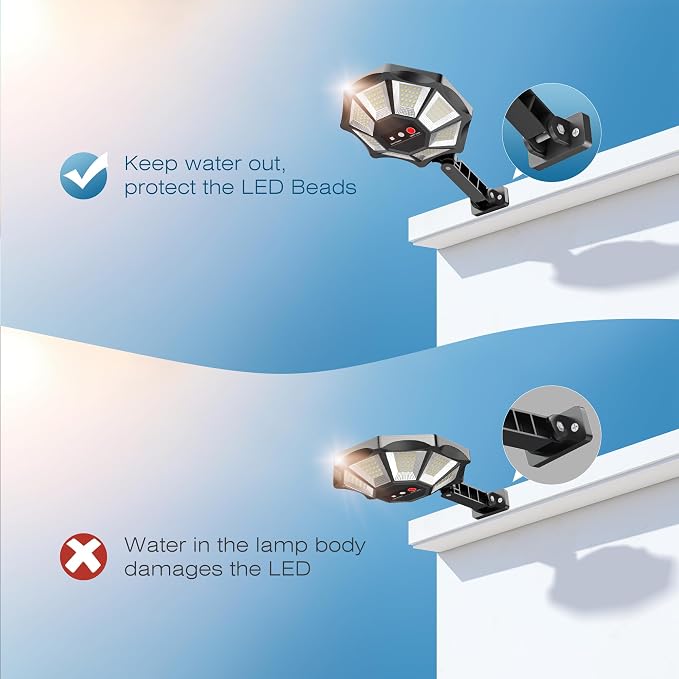 OKPRO Solar Lights Outdoor, 168LED 6500K Flood Light Dusk to Dawn, 8 Sides - Image 7