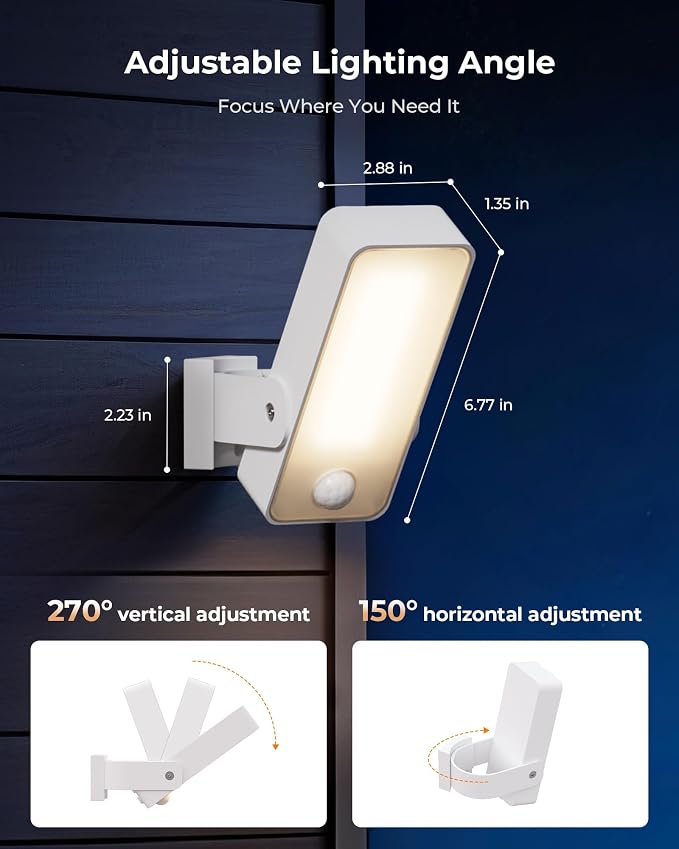 Motion Sensor Outdoor Light, 10000mAh Rechargeable Battery Operated Outdoor - Image 6