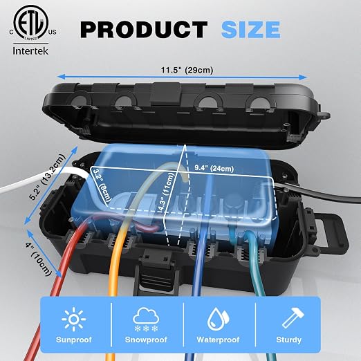 Flemoon Medium Outdoor Electrical Box, ETL Certified IP54 Waterproof Extension - Image 4