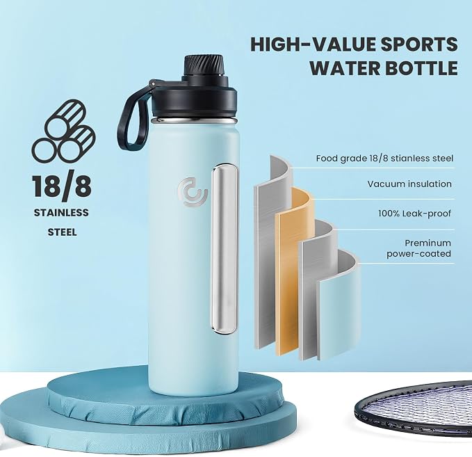 Sports Water Bottle 22oz, Insulated Water Bottle - Image 3