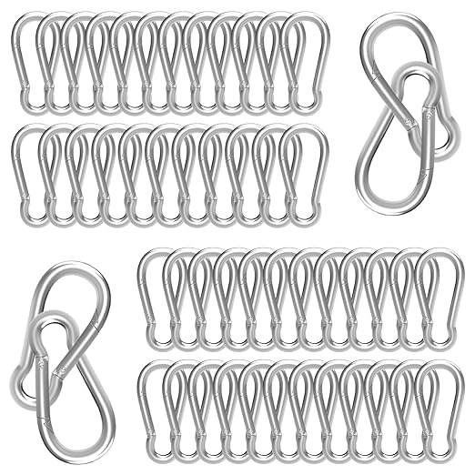 Carabiner, Heavy Duty Galvanized Steel Spring Snap Hook Carabiner Clips by High-PQ