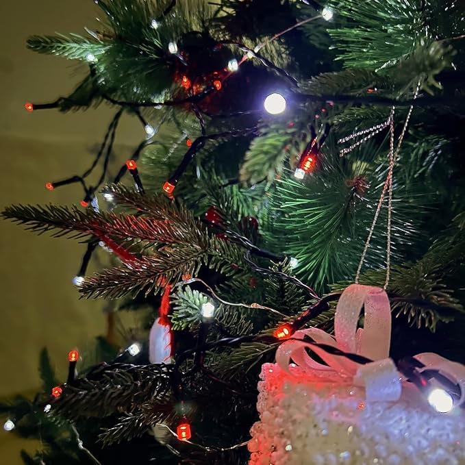 OZS Connectable Red and White Christmas String Lights, Plug in Tree Lights - Image 8