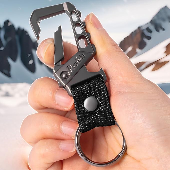 Metal heavy duty key chain carabiner clip bottle opener wrist lanyard ring car - Image 4