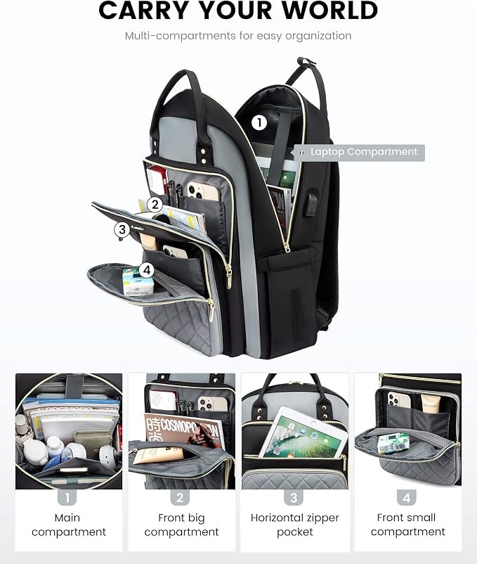LOVEVOOK Laptop Backpack, High-Strength Tear-Resistant and Waterproof Oxford - Image 3