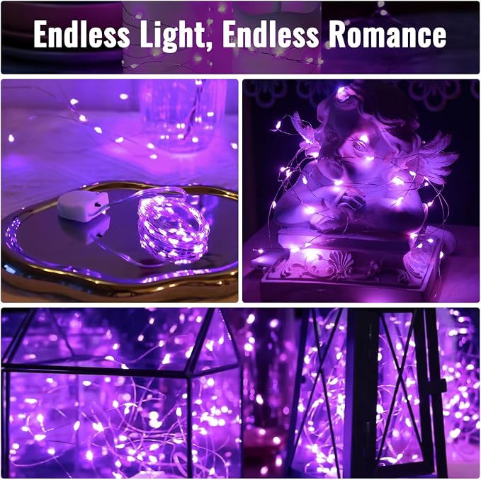 ZSJWL 30 Pack Purple Fairy Lights Battery Operated, 7Ft 20LED Mini String Light - Image 6