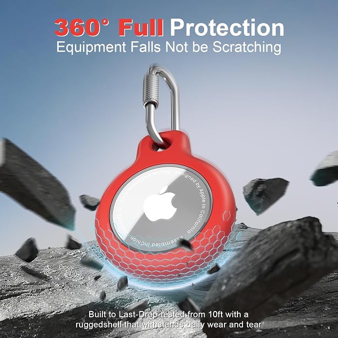 AirTag Holder with 304 Carabiner, 4 Pack IPX8 Waterproof Shockproof PC Hard Case - Image 4