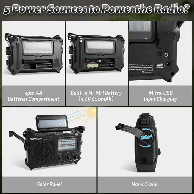 Kaito KA500 5-way Powered Emergency AM/FM/SW NOAA Weather Alert Radio - Image 7