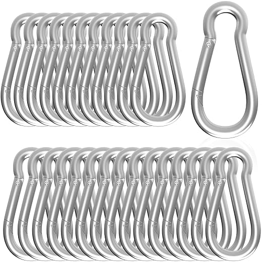 Carabiner, Heavy Duty Galvanized Steel Spring Snap Hook Carabiner Clips by High-PQ