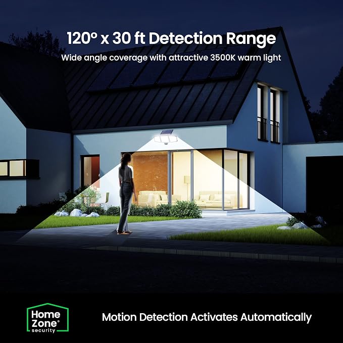 Home Zone Security 2 Packs Solar Flood Lights Outdoor Motion Sensor 120 Degrees - Image 4
