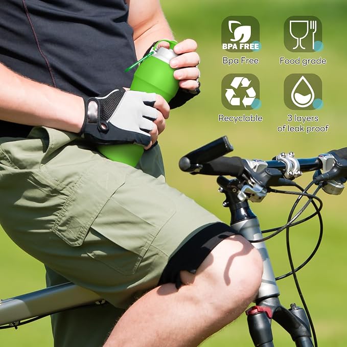 Collapsible Lightweight 20oz Water Bottle, Food-Grade Silicone BPA Free - Image 3