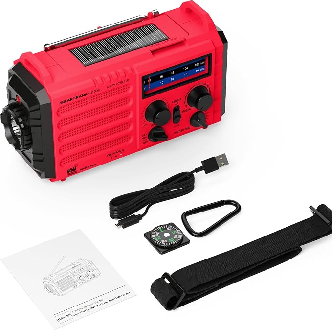 Emergency Weather Radio Solar Hand Crank Battery Operated Portable AM FM - Image 7