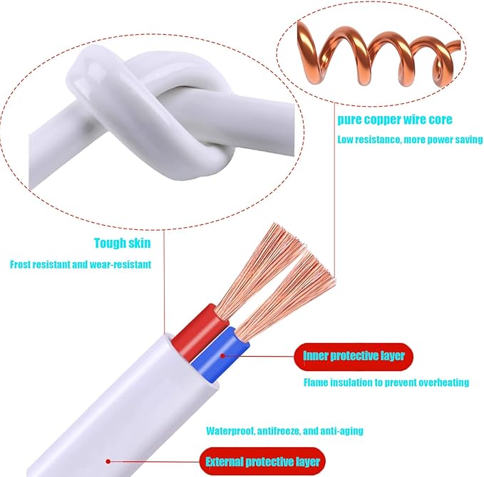 Brown Extension Cord 15FT Flat Extension Cord - Image 6