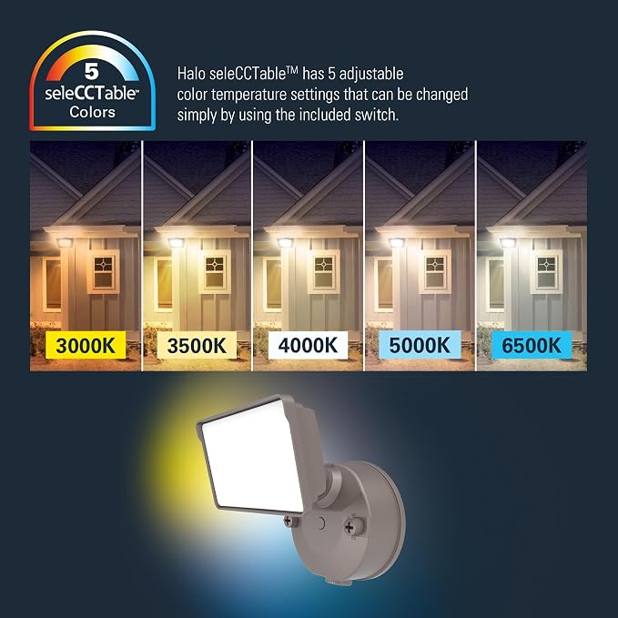 HALO FGS Outdoor LED Security Floodlight, 120V w/Selectable CCT & Lumens - Image 4