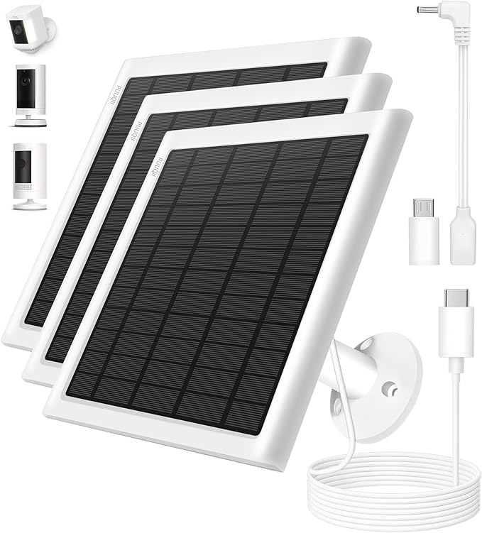 8W Solar Panel for Ring Camera, Spotlight Cam Battery, Includes Barrel Plug to by PUUQII