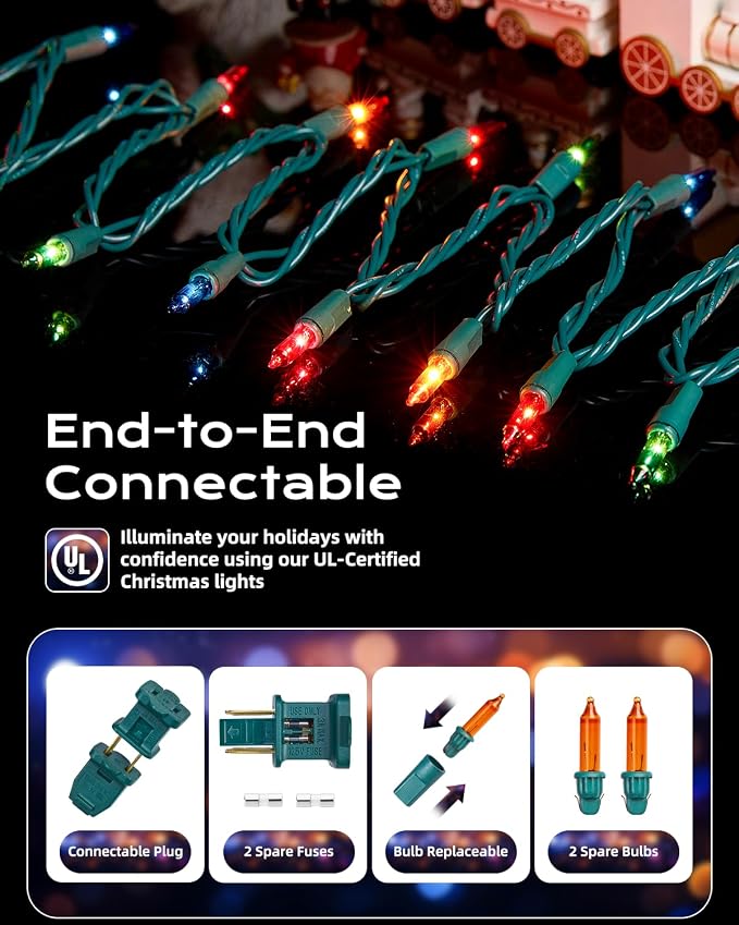Brightown Multicolor Christmas String Lights, 100-Count 25ft Incandescent Bulb - Image 2