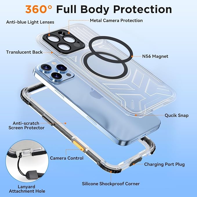 WIFORT for iPhone 16 Pro Max Waterproof Case, Fit for Magsafe Full Body - Image 6