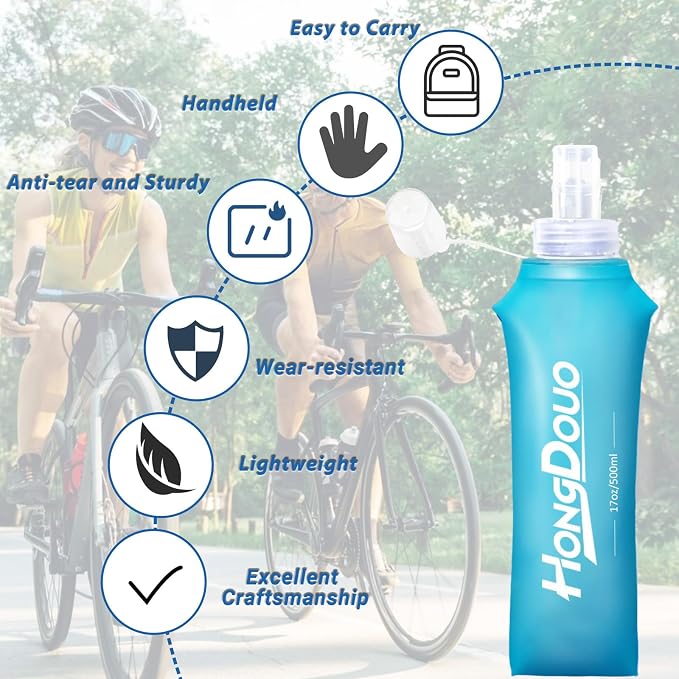 2 Packs Soft Flask, 17oz/500ml TPU Collapsible Soft Water Bottle - Image 7