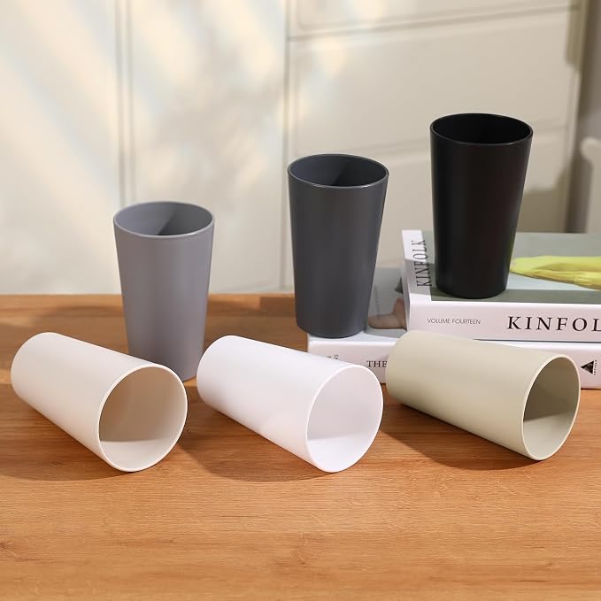 24 Pcs Unbreakable Plastic Cups Set, 20 oz Reusable Plastic Cups, Stackable - Image 5