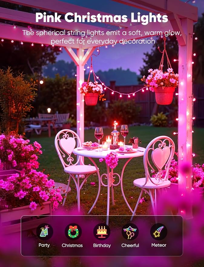 Minetom Globe String Lights, 33 Feet 100 Led Fairy Lights Plug in, 8 Modes - Image 4