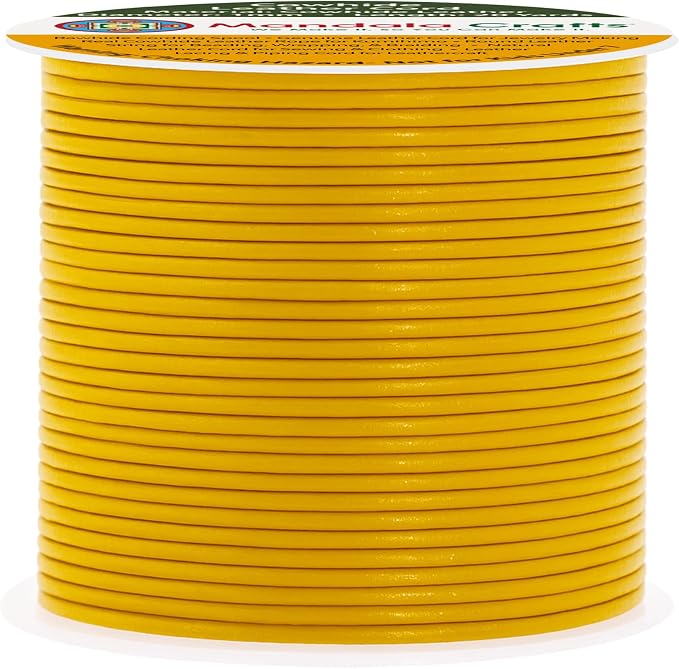 Mandala Crafts Round Genuine Mustard Yellow Leather Cord - Image 2