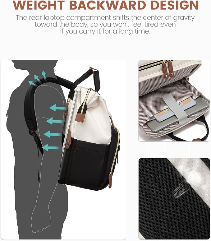 LOVEVOOK Laptop Backpack for Women, 15.6'' Waterproof Nurse Bag Teacher Work - Image 4