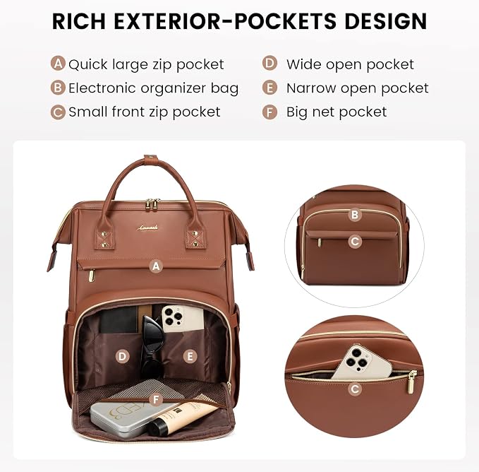 LOVEVOOK Leather Laptop Backpack - Image 3