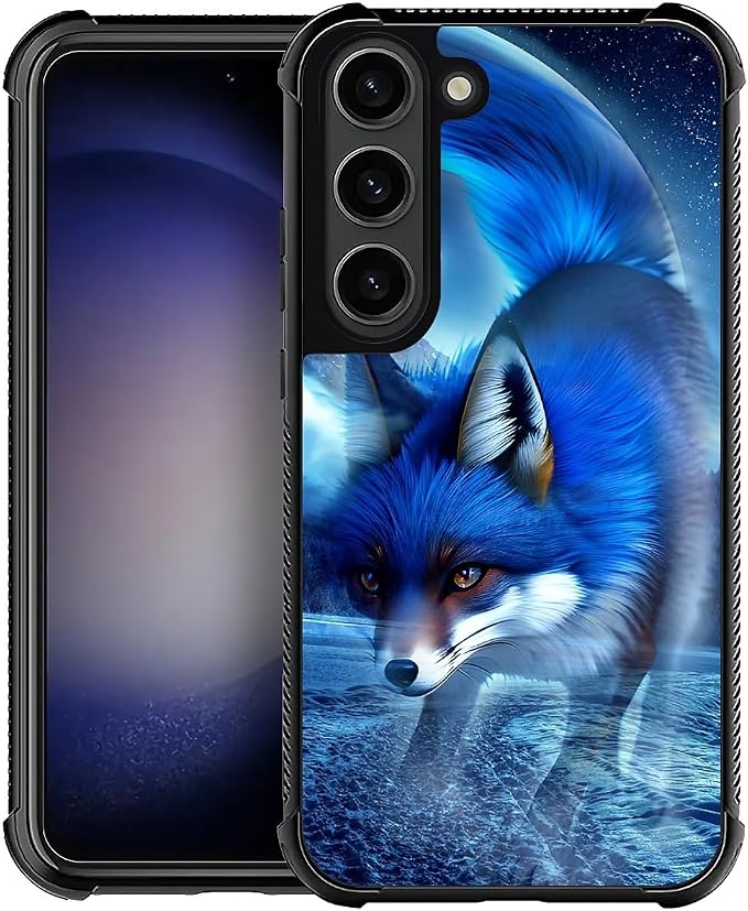 for Samsung Galaxy S23 Case, Snowy Mountain Fox Lake Pattern Graphic Design by FKBRCL4U