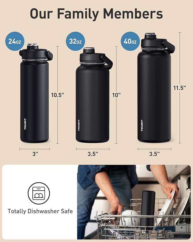 TOURIT 24 oz Insulated Water Bottle, Stainless Steel Sports Water Bottles - Image 5