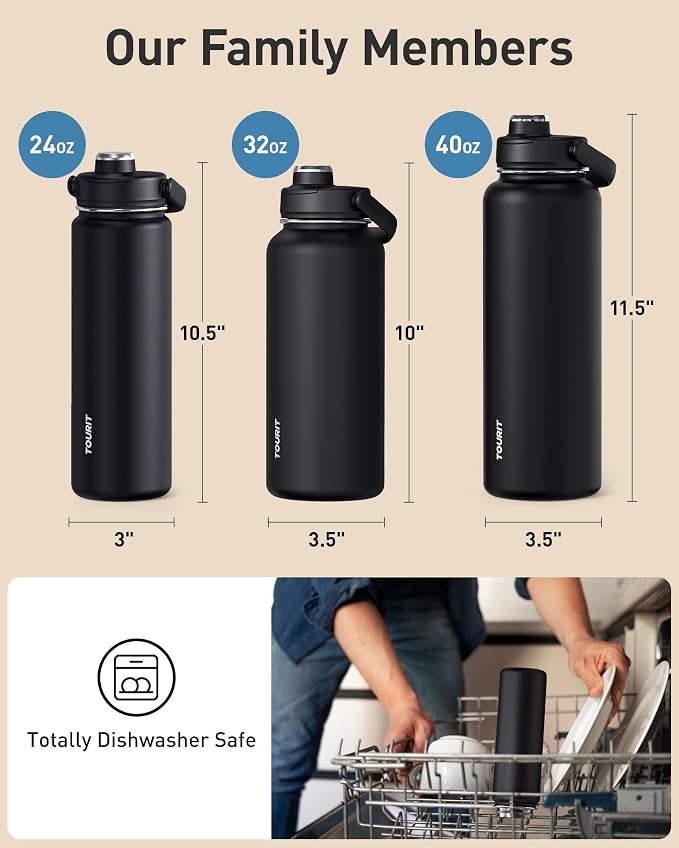 TOURIT 24 oz Insulated Water Bottle, Stainless Steel Sports Water Bottles - Image 6