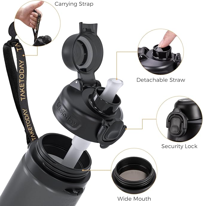 TakeToday Collapsible Water Bottles 21oz, Foldable Platinum Silicone Travel - Image 7