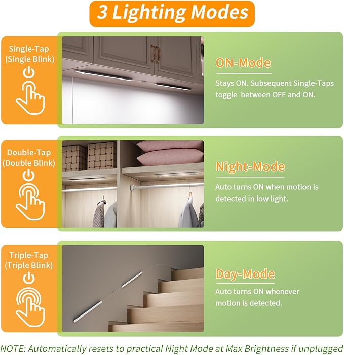 14" Slim USB Plug-in LED Motion Sensor Light Indoor, Bright & Dimmable Under - Image 3