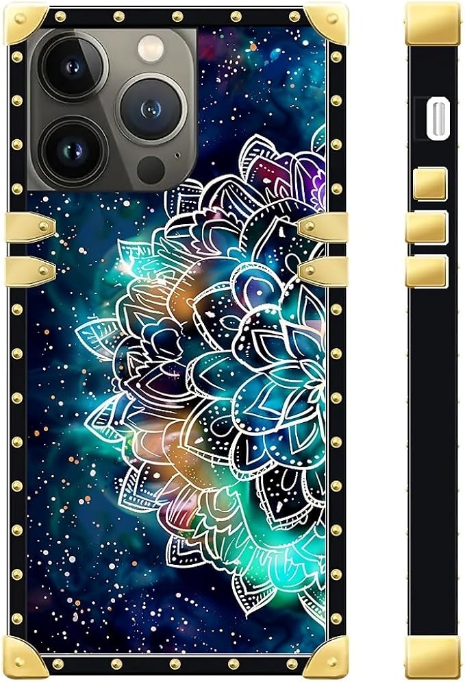 Compatible with iPhone 15 Pro Case, Starry Sky Colourful Mandala Luxury Golden - Image 3