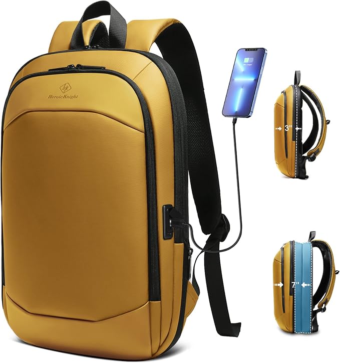 hk Business Backpack for Men 17 Inch, Slim & Expandable Waterproof Travel by hkbag