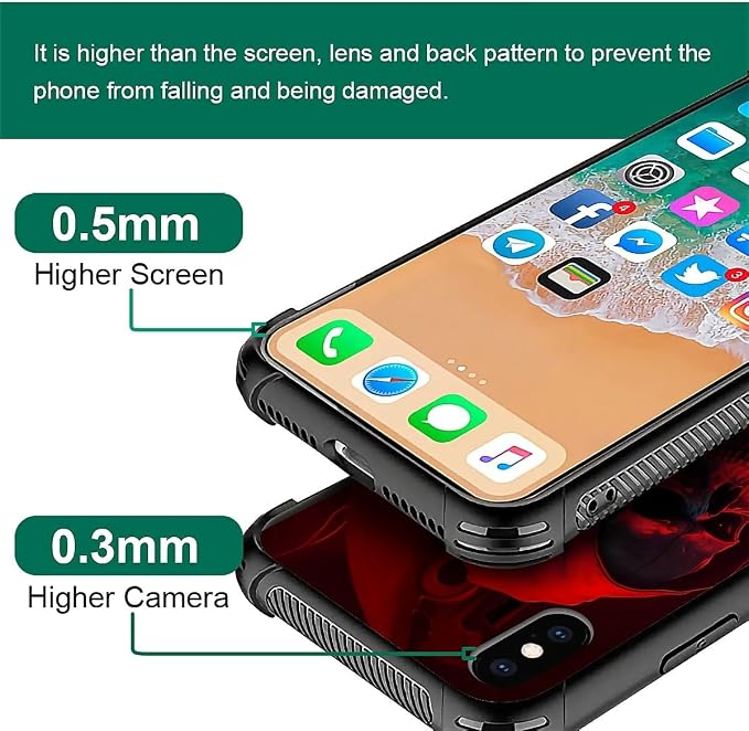 for iPhone Xs Max Case, Gestures Funny Skull Pattern Graphic Design Girl Boy - Image 2