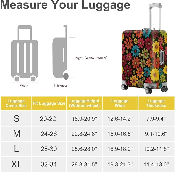 ANNA QUEEN Colorful Flower Luggage Cover, Retro Floral Suitcase Protector - Image 4