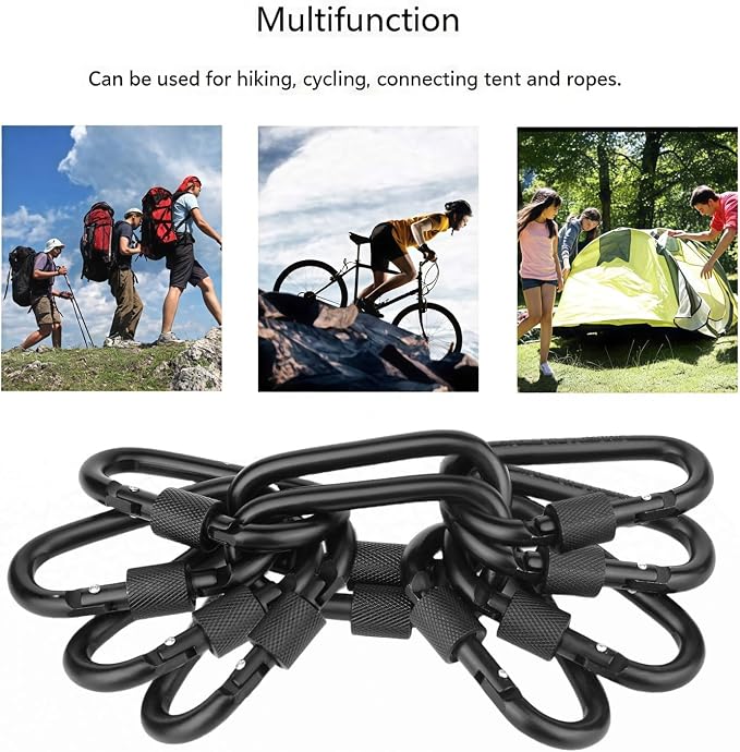 Locking Carabiner Clip, Vonpri 3 Inch D Ring Clips Spring Snap Key Chain Hook - Image 2