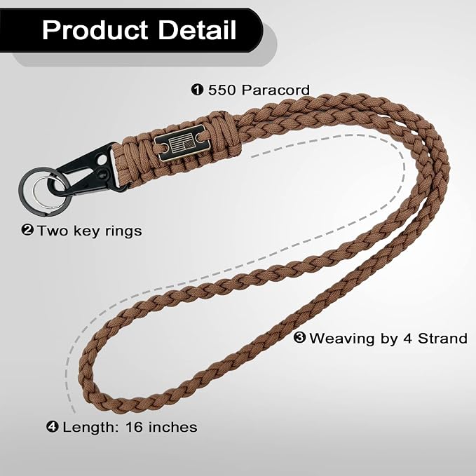 DDOUT Heavy Duty Paracord Lanyard 550 Paracord Braided Keychain - Image 3