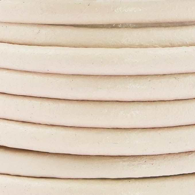 Mandala Crafts Round Genuine Cream Leather Cord - Image 3
