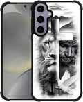 for Samsung Galaxy S24 S25 Case, Lion Cross Jesus Christ Dove Pattern Graphic by FKBRCL4U