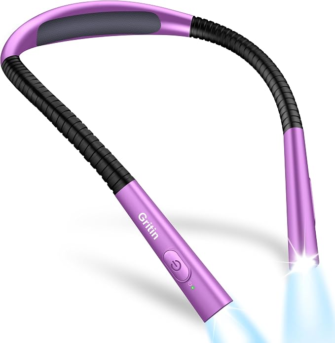 Gritin Book Light, Eye Caring 4-Color & 5-Brightness Neck Light Reading Light- by Gritin