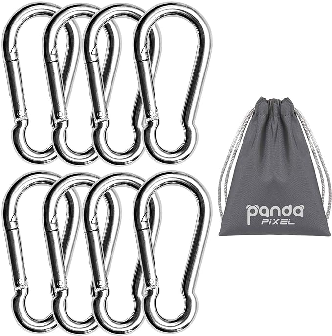 Pixel Panda 3.1&4 Inch Heavy Duty Carabiner Clips Load 1000lbs, 2&4&8Pack Large by PixelPanda