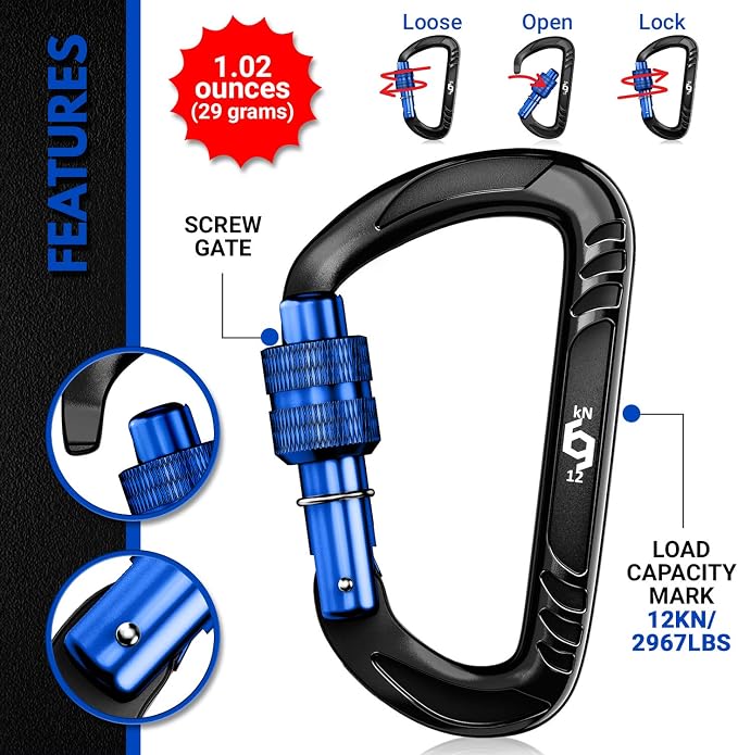 Rhino Produxs 12kN Heavy Duty Carabiner Clips, - Image 3
