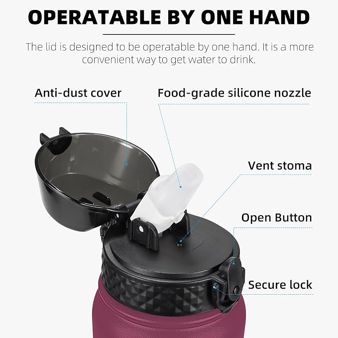 Fanhaw 32 oz Insulated Stainless Steel Water Bottle - Image 2