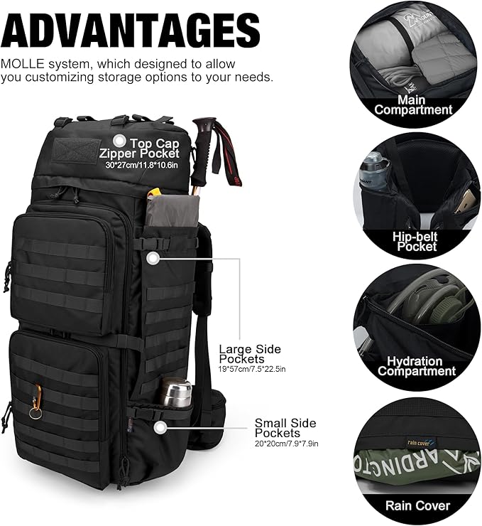 Mardingtop 75L Molle Hiking Internal Frame Backpacks - Image 3