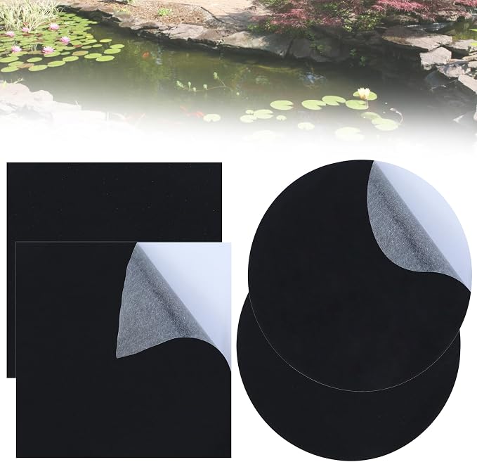 4 Pcs 8 x 8 Inches Pond Liner Repair Patch Kit EPDM Butyl Rubber Liner Patch by Unknown