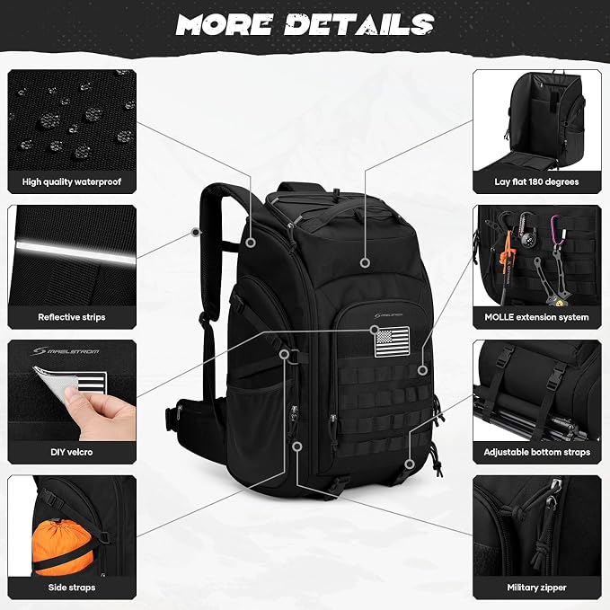 Maelstrom Tactical Backpack for Men, Water Resistant 40L Military Backpack - Image 2
