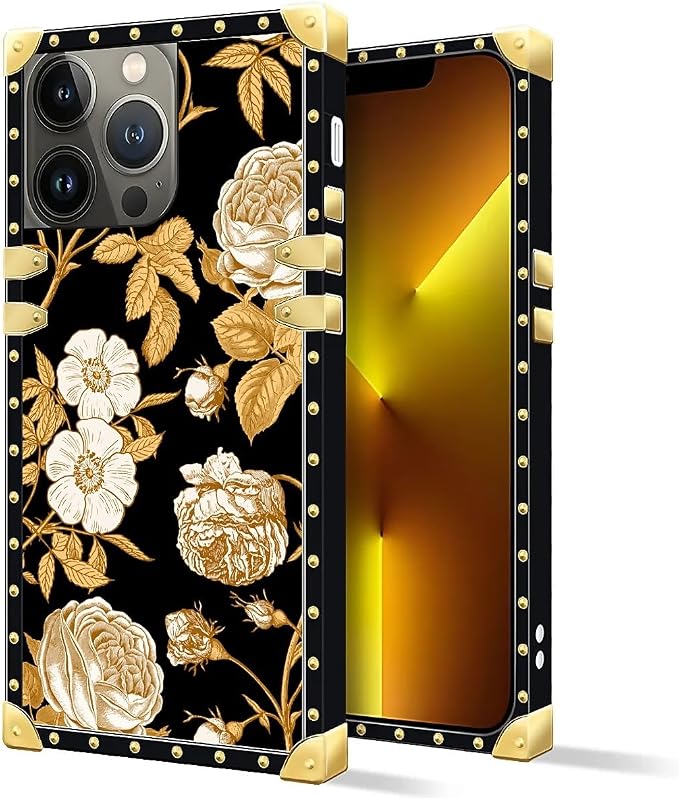Compatible with iPhone 13 Pro Max Case, Blooming Rose Golden Flower Luxury - Image 2