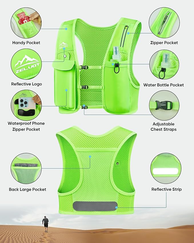 Zelvot Running Vest for Women Men, USA Original Patent, Adjustable Chest Straps - Image 5