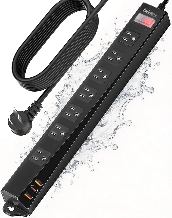 Outdoor Power Strip Weatherproof IPX6, 1625W/13A 15 Ft Extension Cord by Iwister