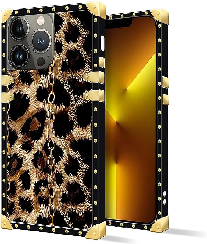 Compatible with iPhone 13 Pro Case, Seamless Gold Chain Leopard Luxury Golden - Image 2